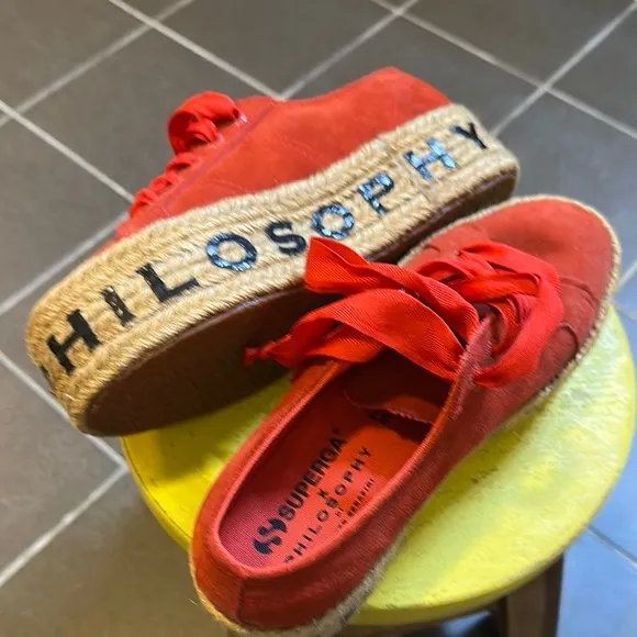 Superga by Philosophy, size 37 Women's Red Platform Sneakers, new, never worn