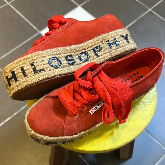 Superga by Philosophy, size 37 Women's Red Platform Sneakers, new, never worn
