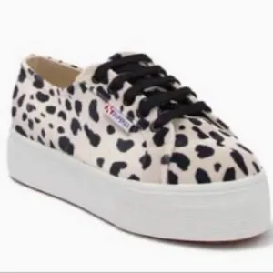 Superga Dalmation Print Women's Platform Sneakers Cream/Black Sz 7