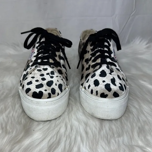 Superga Dalmation Print Women's Platform Sneakers Cream/Black Sz 7
