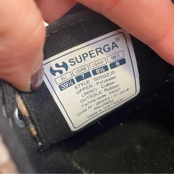 Superga Leopard Cheetah Fanvelvet Platform Sneakers Size 8.5 Black Tan