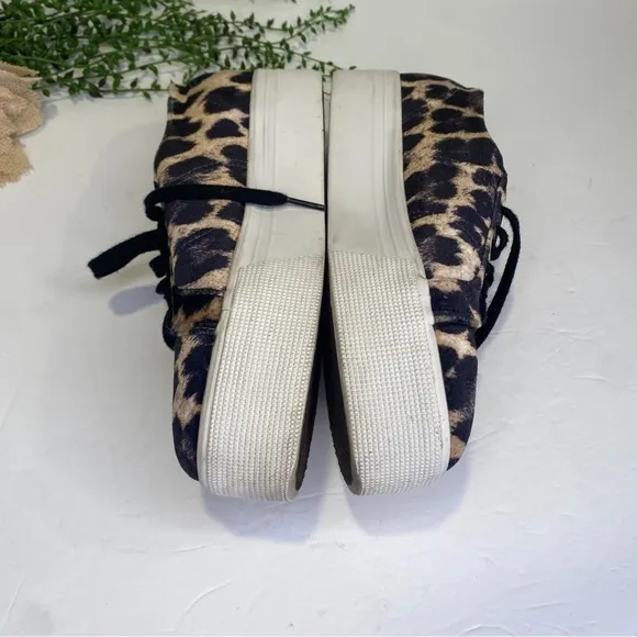 Superga Leopard Cheetah Fanvelvet Platform Sneakers Size 8.5 Black Tan