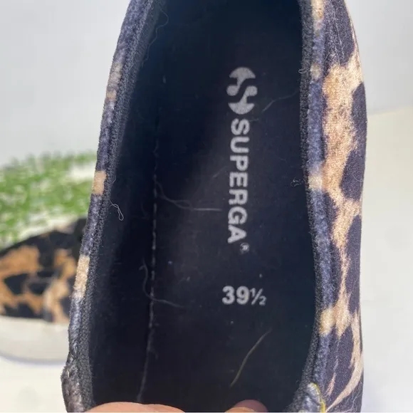 Superga Leopard Cheetah Fanvelvet Platform Sneakers Size 8.5 Black Tan