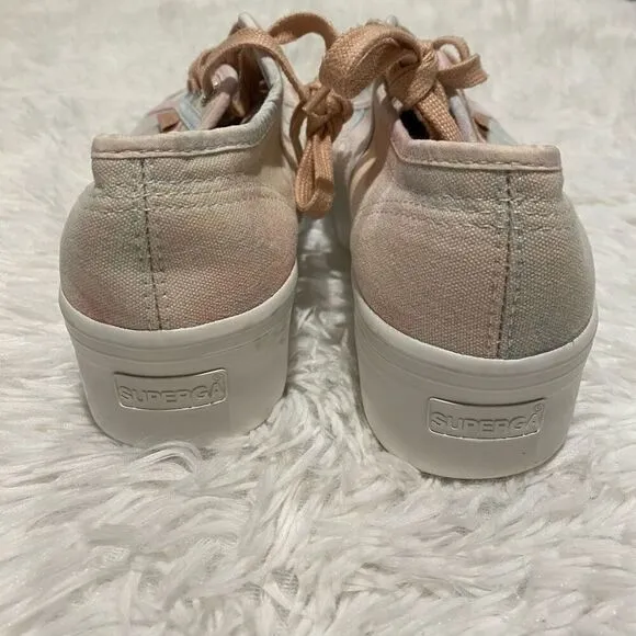 Superga Pastel Watercolor Platform Sneakers Slides Size 37