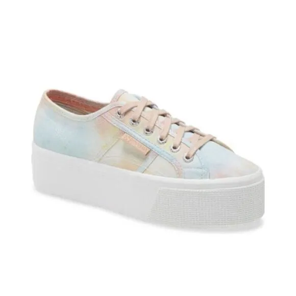 Superga Pastel Watercolor Platform Sneakers Slides Size 37