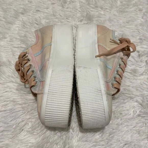 Superga Pastel Watercolor Platform Sneakers Slides Size 37