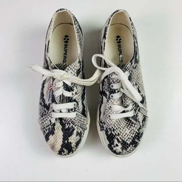 Superga platform sneakers women size 37 snake embossed