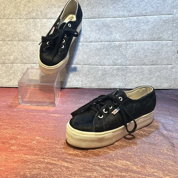 Superga Pony Hair Platform Sneakers Size 36