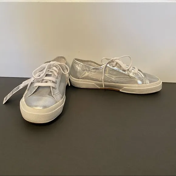 SUPERGA SHOES SILVER MESH TRAINERS PLATFORM SNEAKERS 2750 NETU NEW 8 38 NWT