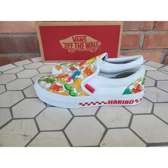 Sz 3 Haribo Kids Gummy vans shoes girls Boys Regular Fit Slip-Ons White