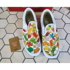 Sz 3 Haribo Kids Gummy vans shoes girls Boys Regular Fit Slip-Ons White
