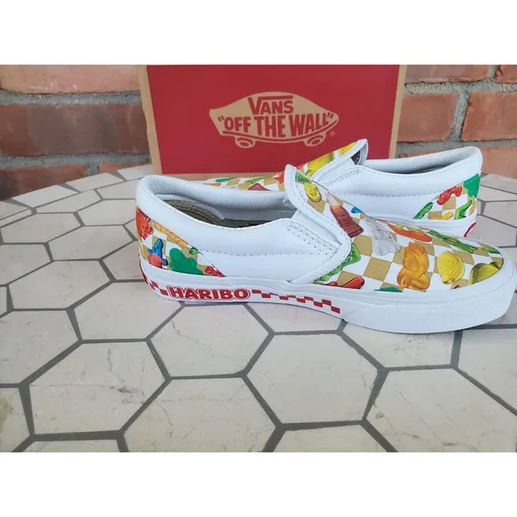 Sz 3 Haribo Kids Gummy vans shoes girls Boys Regular Fit Slip-Ons White