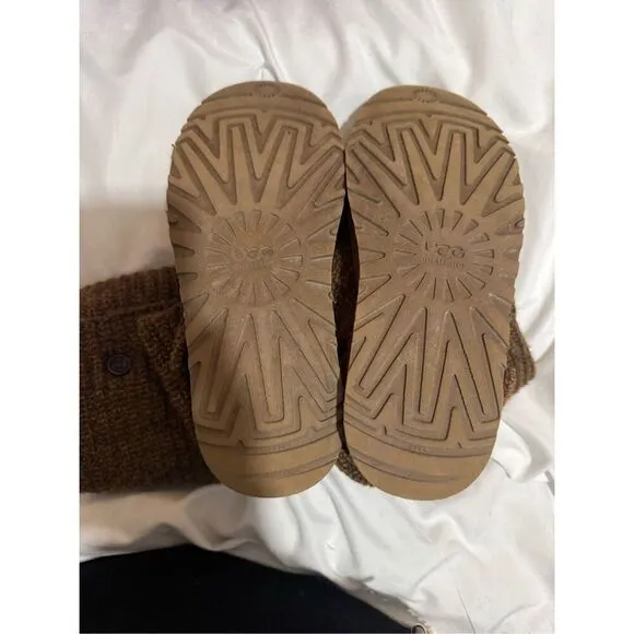 Sz 7 sweater knit tan gold/brown Cardy UGG boots tall or fold over wear