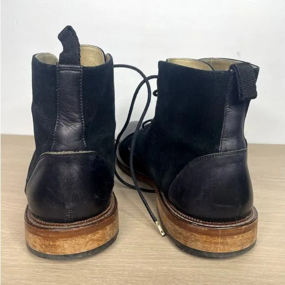 TAFT Troy black leather suede boots lace up men's 44