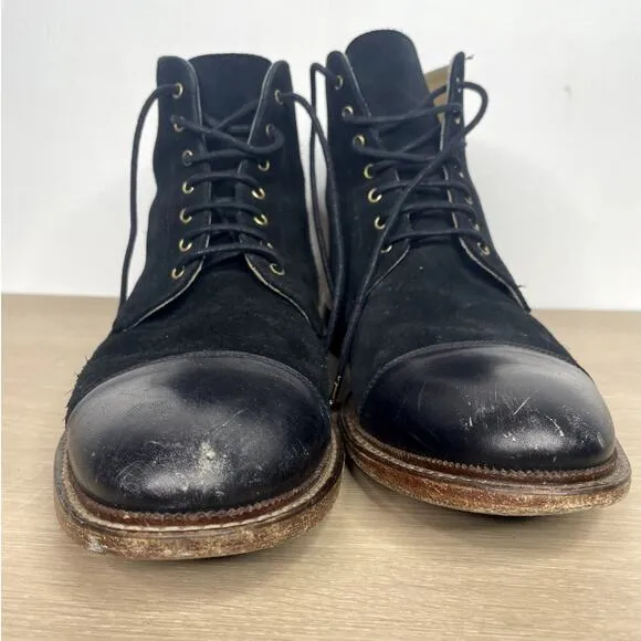 TAFT Troy black leather suede boots lace up men's 44