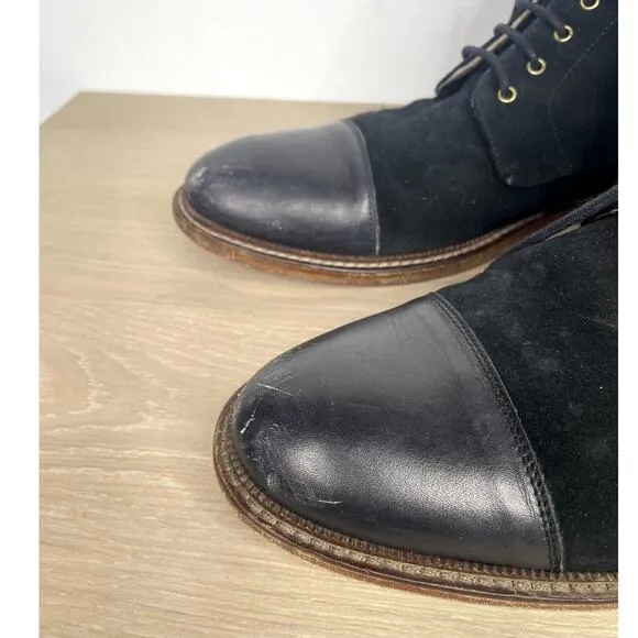 TAFT Troy black leather suede boots lace up men's 44