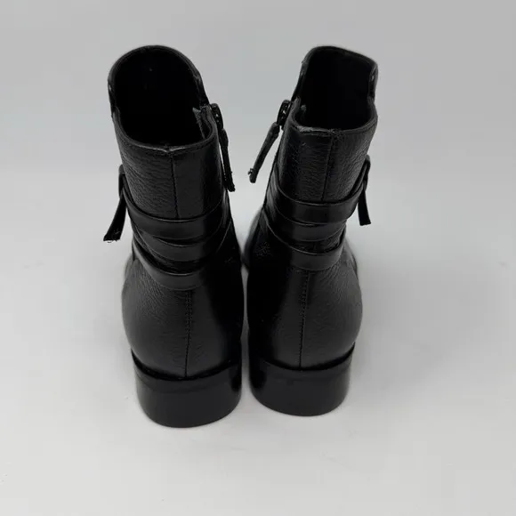 Talbots Tish Wrap Ankle Boots Booties Shoes Womens Size 6.5 Black Grain Leather