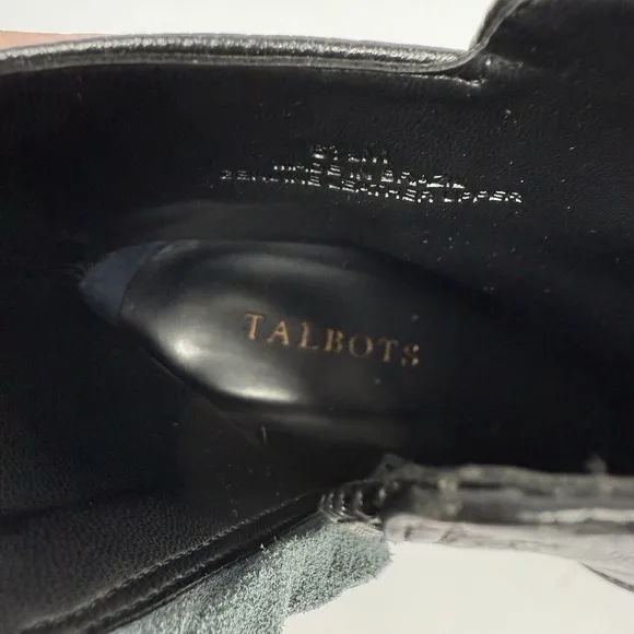 Talbots Tish Wrap Ankle Boots Booties Shoes Womens Size 6.5 Black Grain Leather