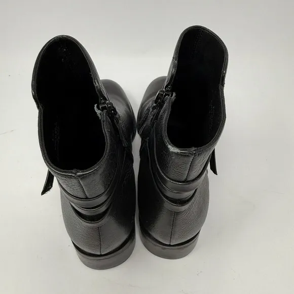 Talbots Tish Wrap Ankle Boots Booties Shoes Womens Size 6.5 Black Grain Leather