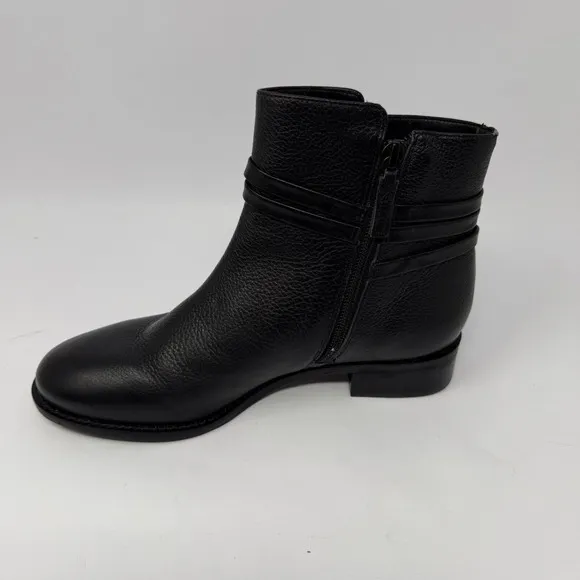 Talbots Tish Wrap Ankle Boots Booties Shoes Womens Size 6.5 Black Grain Leather
