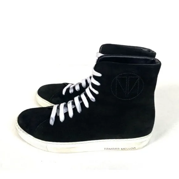 Tamara Mellon Suede Flatform High Top Sneakers 37