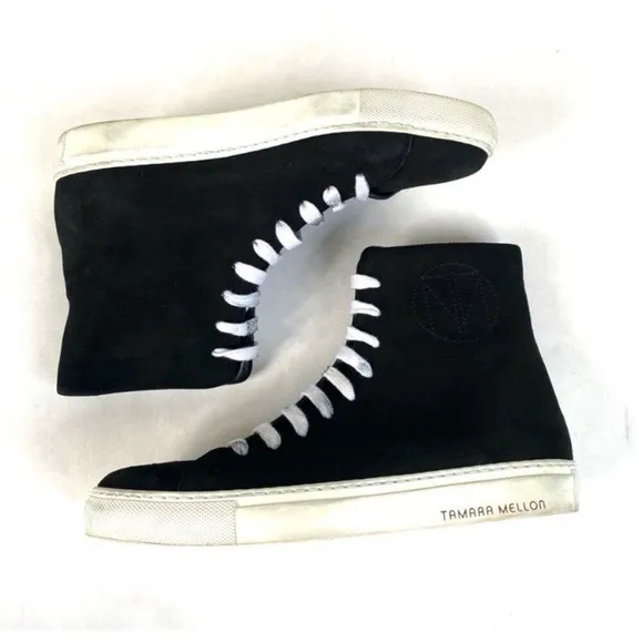 Tamara Mellon Suede Flatform High Top Sneakers 37
