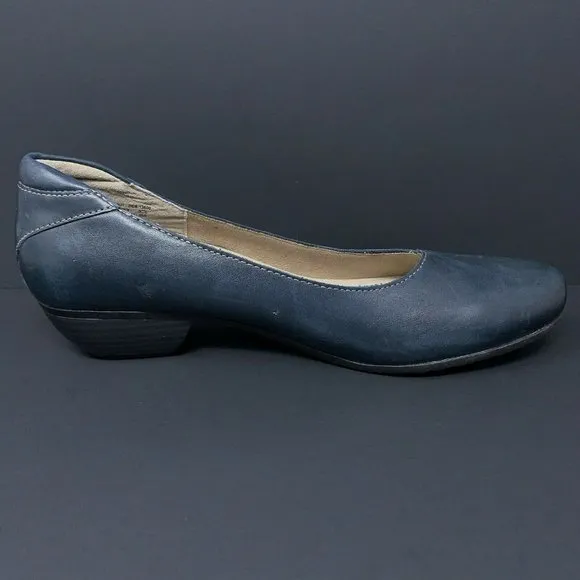 Taos Debut Womens Navy Blue Leather Kitten Heels 9