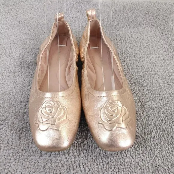 Taryn Rose Ballet Flats Rosalie Womens Size 5.5 Shoes Rose Gold Metallic Slip On