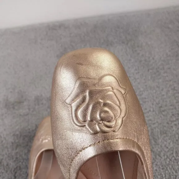 Taryn Rose Ballet Flats Rosalie Womens Size 5.5 Shoes Rose Gold Metallic Slip On