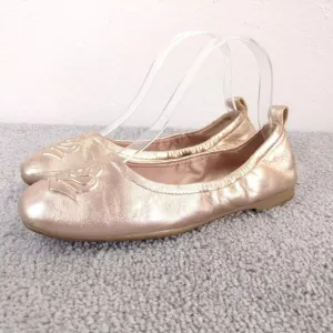 Taryn Rose Ballet Flats Rosalie Womens Size 5.5 Shoes Rose Gold Metallic Slip On