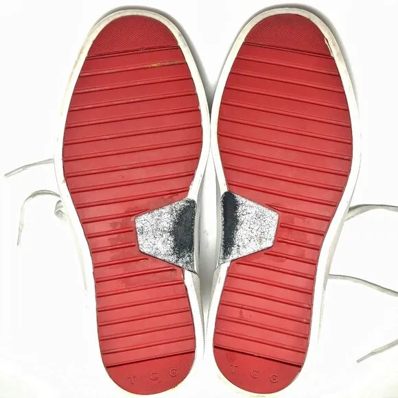 TCG Limited Edition &quot;Culver&quot; Cracked Distressed White Sneakers Sz 9