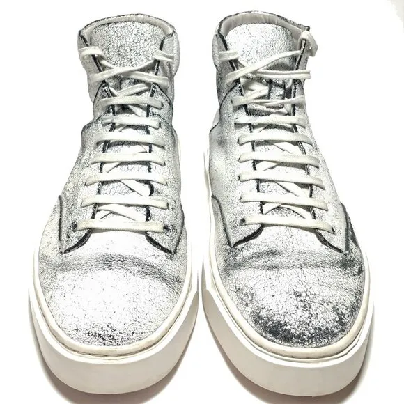 TCG Limited Edition &quot;Culver&quot; Cracked Distressed White Sneakers Sz 9
