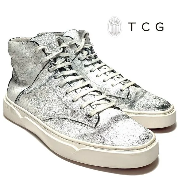 TCG Limited Edition &quot;Culver&quot; Cracked Distressed White Sneakers Sz 9