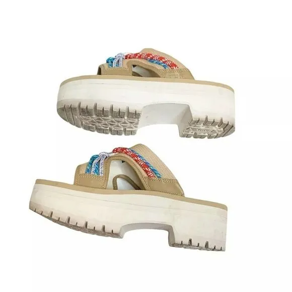 TEVA INDIO CARABINER SLIDE ROPE TAN MULTI PLATFORM SANDAL US 7/ EU 38 / UK 5