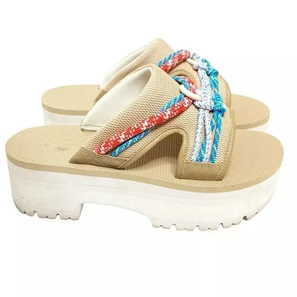 TEVA INDIO CARABINER SLIDE ROPE TAN MULTI PLATFORM SANDAL US 7/ EU 38 / UK 5