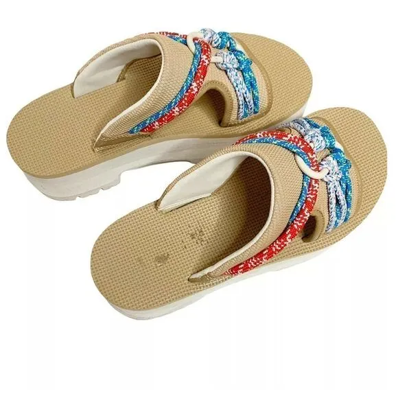 TEVA INDIO CARABINER SLIDE ROPE TAN MULTI PLATFORM SANDAL US 7/ EU 38 / UK 5