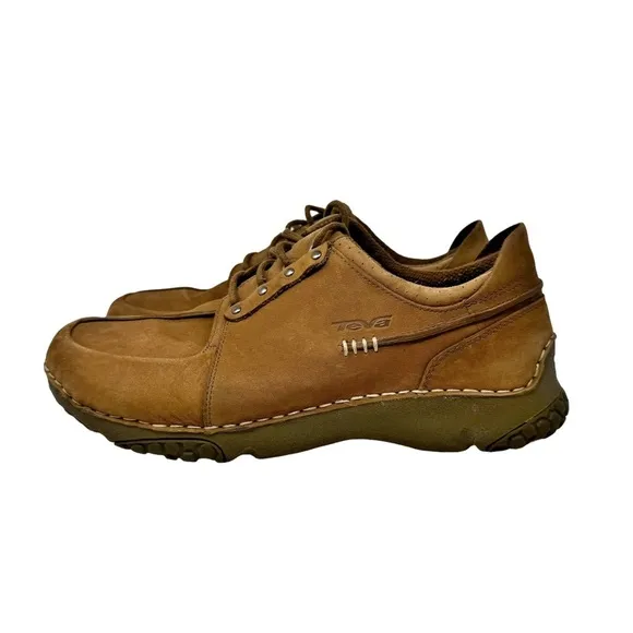 Teva Men’s Leather Lace Up Loafers Shoes Brown Size 12
