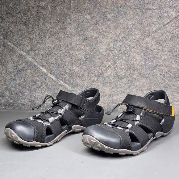TEVA Shoes Mens 9 Black‎ Flintwood Water Sandals Bungee Laces Hiking Outdoor