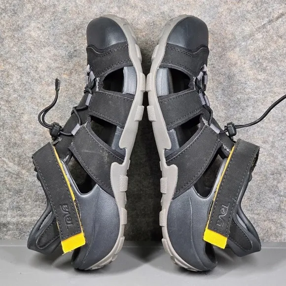TEVA Shoes Mens 9 Black‎ Flintwood Water Sandals Bungee Laces Hiking Outdoor