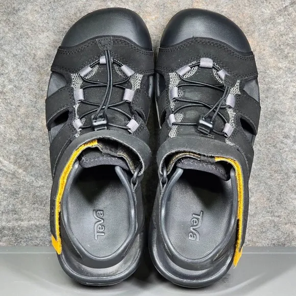 TEVA Shoes Mens 9 Black‎ Flintwood Water Sandals Bungee Laces Hiking Outdoor