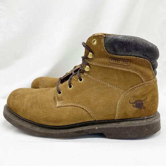 Texas Steer Steel Toe Work Tan Brown Boots Z41 PT91 Size 12