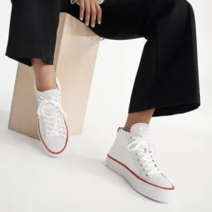 The Kooples White Leather Suede High Top Studded Colorblock Sneakers Size 38