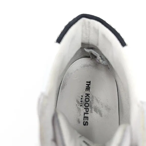 The Kooples White Leather Suede High Top Studded Colorblock Sneakers Size 38