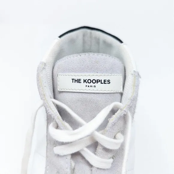The Kooples White Leather Suede High Top Studded Colorblock Sneakers Size 38