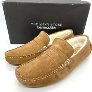 The Men’s Store Bloomingdale’s Men’s Shearling Moc Toe Slippers Size 7 New