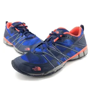 The North Face Womens Litewave Ampere Shoes, Patriot Blue Print/Tropical Coral 7