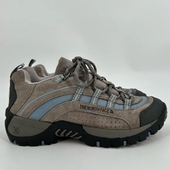 The North Face X2 Gray Leather Suede Blue &amp; Black Trim Women’s Outdoor Size 7