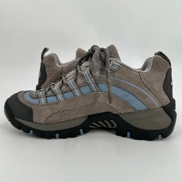 The North Face X2 Gray Leather Suede Blue &amp; Black Trim Women’s Outdoor Size 7