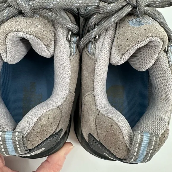 The North Face X2 Gray Leather Suede Blue &amp; Black Trim Women’s Outdoor Size 7