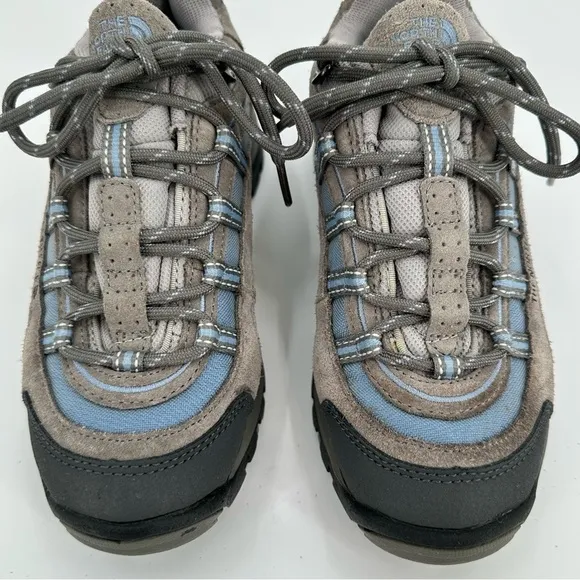 The North Face X2 Gray Leather Suede Blue &amp; Black Trim Women’s Outdoor Size 7